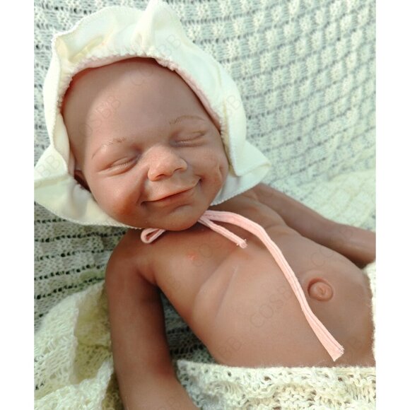 45cm Brown Skin 6.82lbs Full Body Silicone Newborn Baby Reborn Baby Dolls Girl - Picture 7 of 10